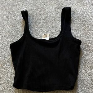 Elegant Black Ribbed Tank Top